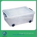 40L Transparent Plastic Storage Box with Lid& Wheels